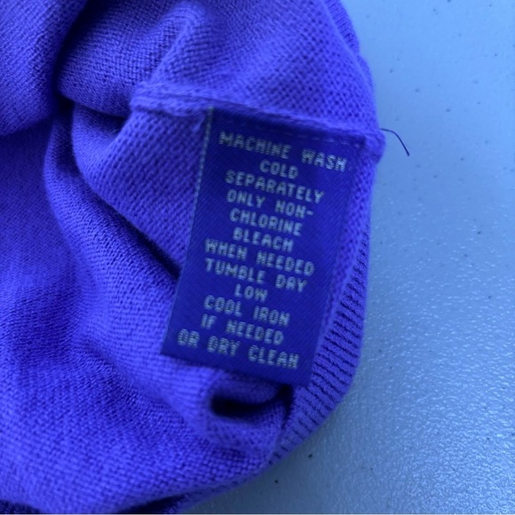 Alan Flusser Men's V Neck Pullover Sweater Purple Large Cotton Silk Cashmere NWT - Picture 8 of 8